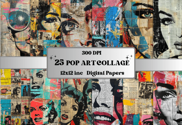 pop art collage magazines journal paper junk journal magazine printable collage paper