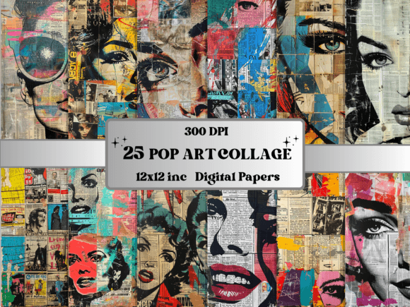 pop art collage magazines journal paper junk journal magazine printable collage paper