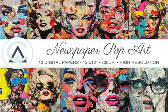 retro pop art magazine collage papers junk journal magazine printable collage paper
