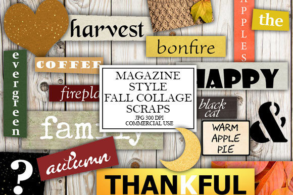 magazine style fall collage scraps junk journal magazine printable collage paper
