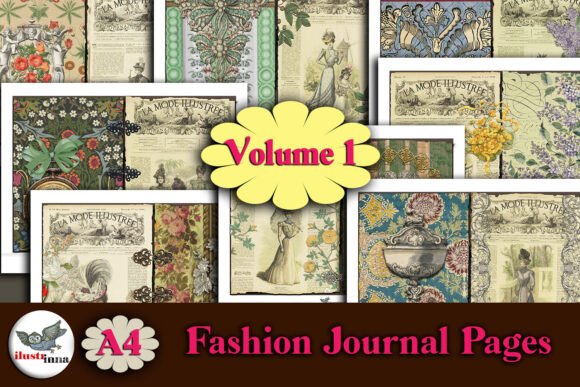 vintage french fashion ephemera a4 pages junk journal magazine printable collage paper