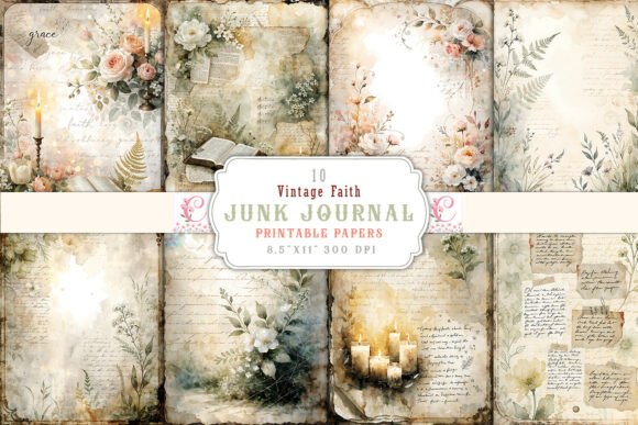 vintage faith junk journal pages printable scrapbook spread ideas