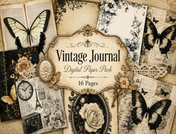 vintage botanical junk journal pages printable scrapbook spread ideas