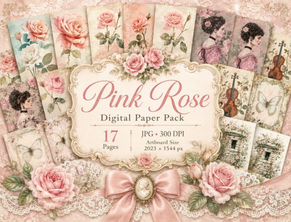 vintage rose junk journal pages vol. 2 printable scrapbook spread ideas