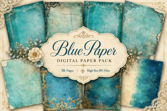 teal vintage junk journal pages printable scrapbook spread ideas