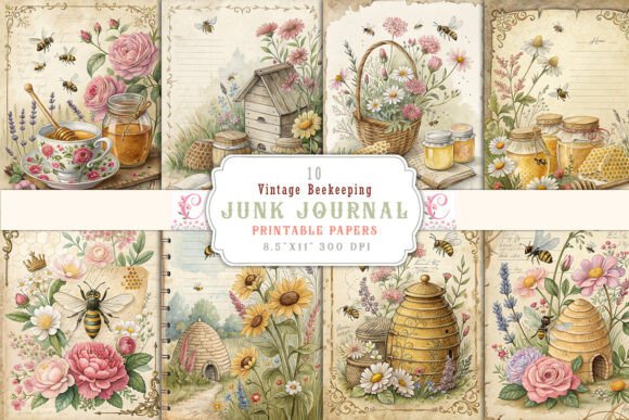 vintage beekeeping junk journal pages printable scrapbook spread ideas