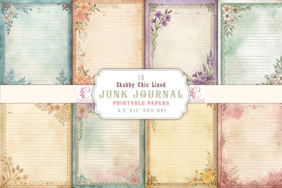 shabby chic lined junk journal pages printable scrapbook spread ideas