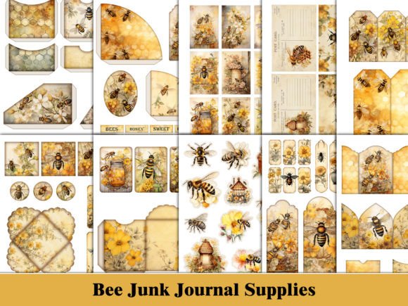 yellow bee junk journal kit ephemera junk journal pockets envelopes printable diy
