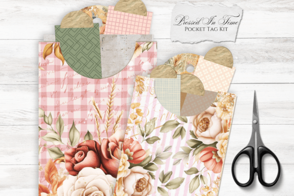 vintage floral pocket tag kit junk journal pockets envelopes printable diy