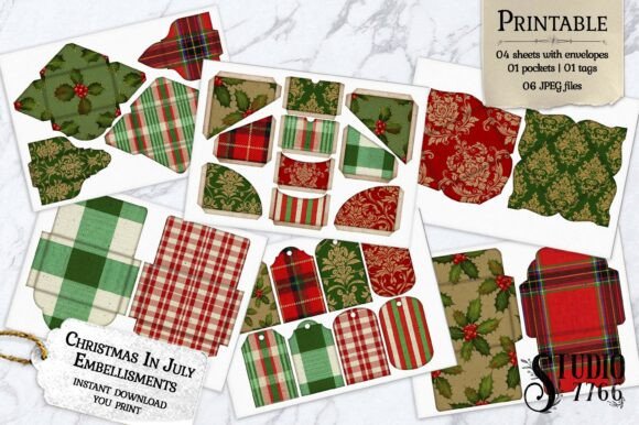 christmas in july junk journal kit junk journal pockets envelopes printable diy