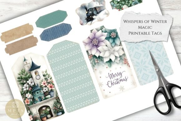 whispers of winter magic printable tags junk journal pockets envelopes printable diy