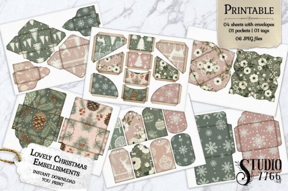 lovely christmas junk journal kit junk journal pockets envelopes printable diy