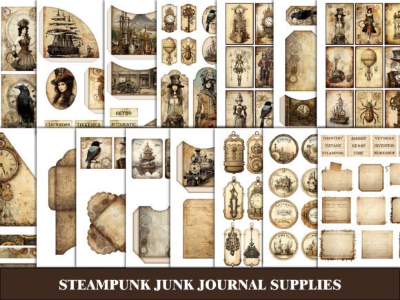 steampunk junk journal grungy ephemera junk journal pockets envelopes printable diy