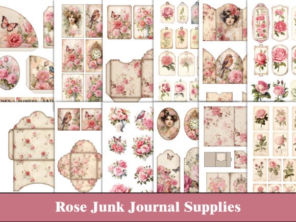 rose flowers junk journal craft supplies junk journal pockets envelopes printable diy