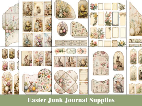 easter junk journal kit spring scrapbook junk journal pockets envelopes printable diy