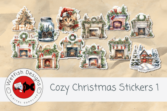 cozy christmas printable stickers junk journal stickers printable tags labels