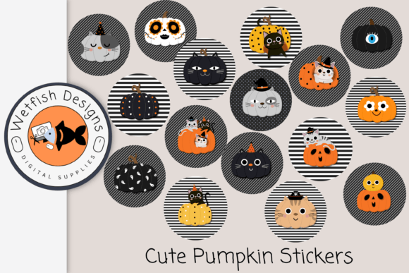 cute digital pumpkin halloween stickers junk journal stickers printable tags labels