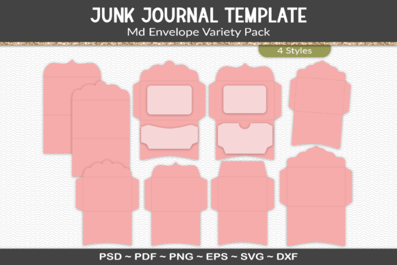 junk journal envelopes template kit vol. 2 junk journal templates printable pdf canva