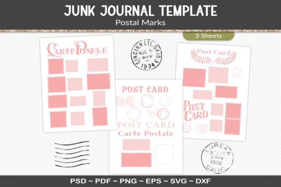junk journal postage template junk journal templates printable pdf canva