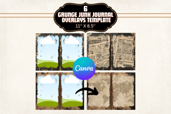 grunge junk journal canva templates junk journal templates printable pdf canva