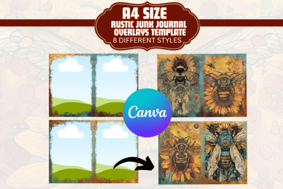 junk journal a4 overlay canva template junk journal templates printable pdf canva