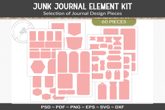 junk journal tags and elements template junk journal templates printable pdf canva
