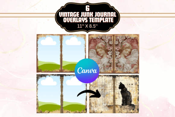 book junk journal overlay canva template junk journal templates printable pdf canva