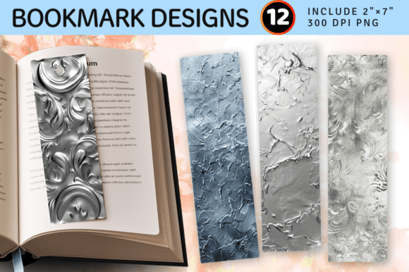 Luxury Silver PNG Bookmark Design Vol. 2 vintage silver metal bookmark design