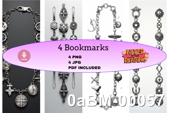 Chain Charm Bookmark Set vintage silver metal bookmark design