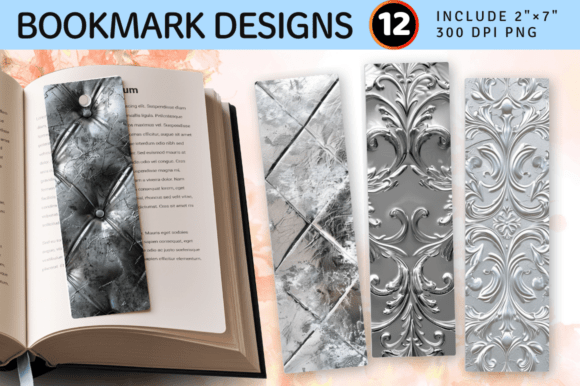 Luxury Silver PNG Bookmark Design Vol. 1 vintage silver metal bookmark design