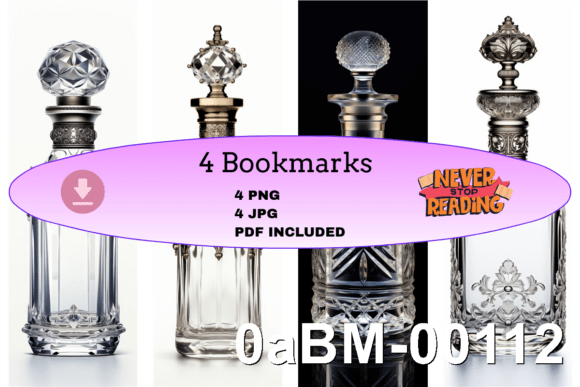 Crystal Decanter Bookmark Set vintage silver metal bookmark design