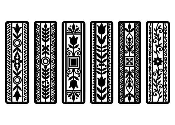 Folk Floral Bookmark EPS Bundle vintage silver metal bookmark design