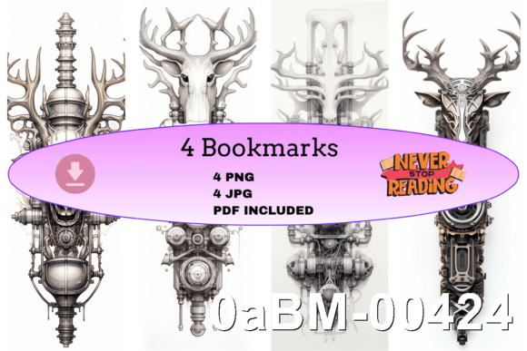 Steampunk Deer Mechanica Bookmarks vintage silver metal bookmark design