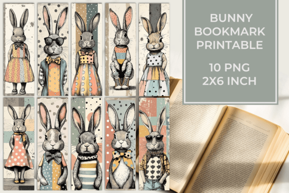 Bunny Bookmark Pop Art bookmark vintage printable