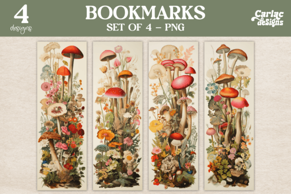 Vintage Mushrooms Bookmarks bookmark vintage printable