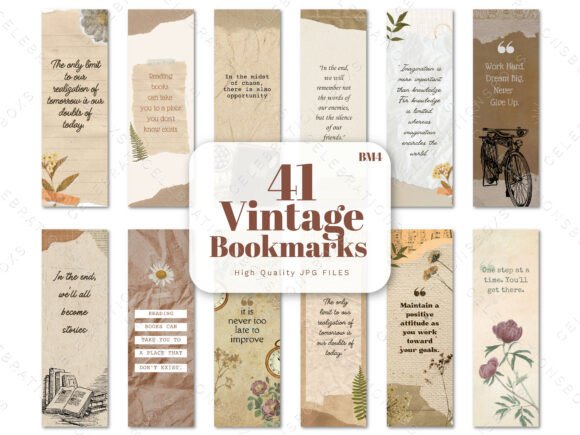 Vintage Bookmarks JPEG Printable bookmark vintage printable