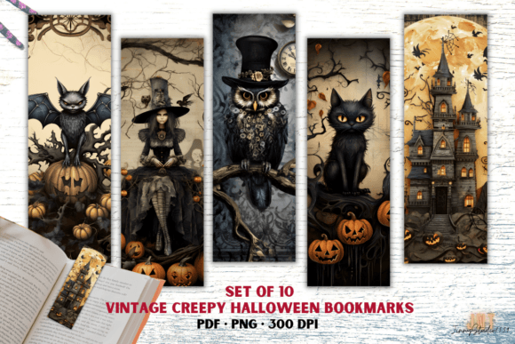 Vintage Creepy Halloween Bookmarks bookmark vintage printable