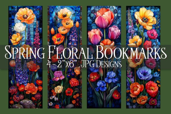 Spring Floral Bookmarks Printable S23 bookmark vintage printable