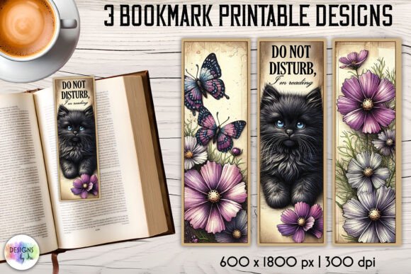 Vintage Floral and Kitten Printable Bookmarks bookmark vintage printable