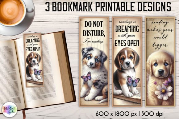 Retro Style Bookmarks with Cute Puppies bookmark vintage printable
