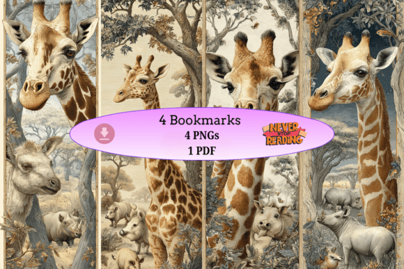 Golden Savanna Giraffe Set vintage bookmark ideas design template