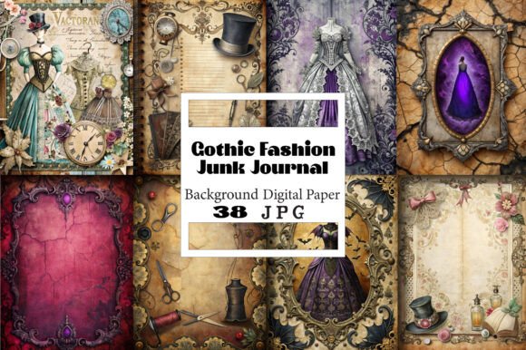 Gothic Fashion Junk Journal vintage bookmark ideas design template