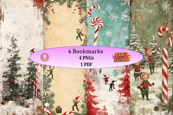 Candy Cane Elf Bookmark Set vintage bookmark ideas design template