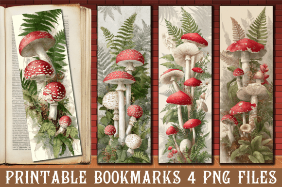 Vintage Mushroom Botanical Art Bookmark vintage bookmark ideas design template