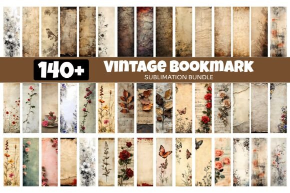 Vintage Bookmark Sublimation PNG Bundle vintage bookmark printable diy