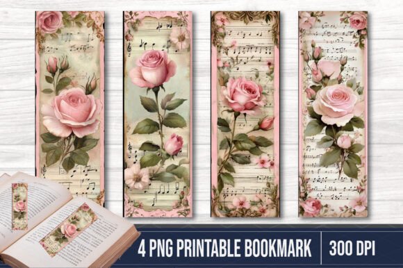 Vintage Watercolor Floral Music Bookmark vintage bookmark printable diy
