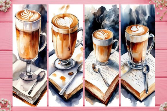 Watercolor Vintage Coffee Bookmark PNG vintage bookmark printable diy