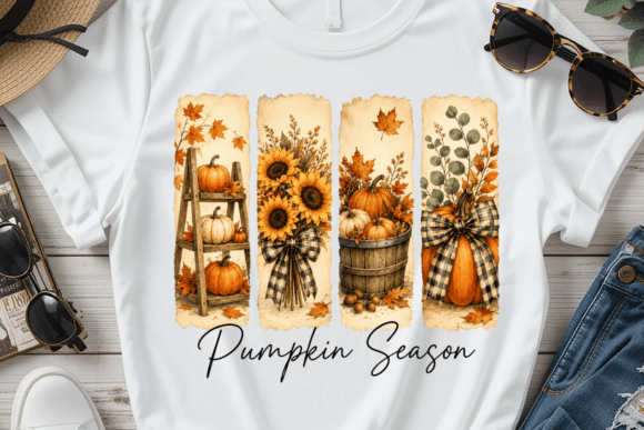 Pumpkin Season Fall Harvest PNG vintage bookmark printable diy