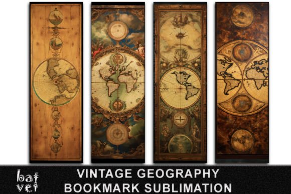 Vintage Geography Bookmark PNG Bundle vintage bookmark printable diy