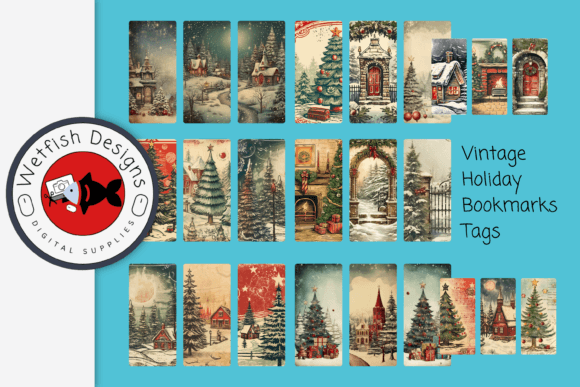 Vintage Scrapbook Christmas Bookmark Tag vintage bookmark christmas printable